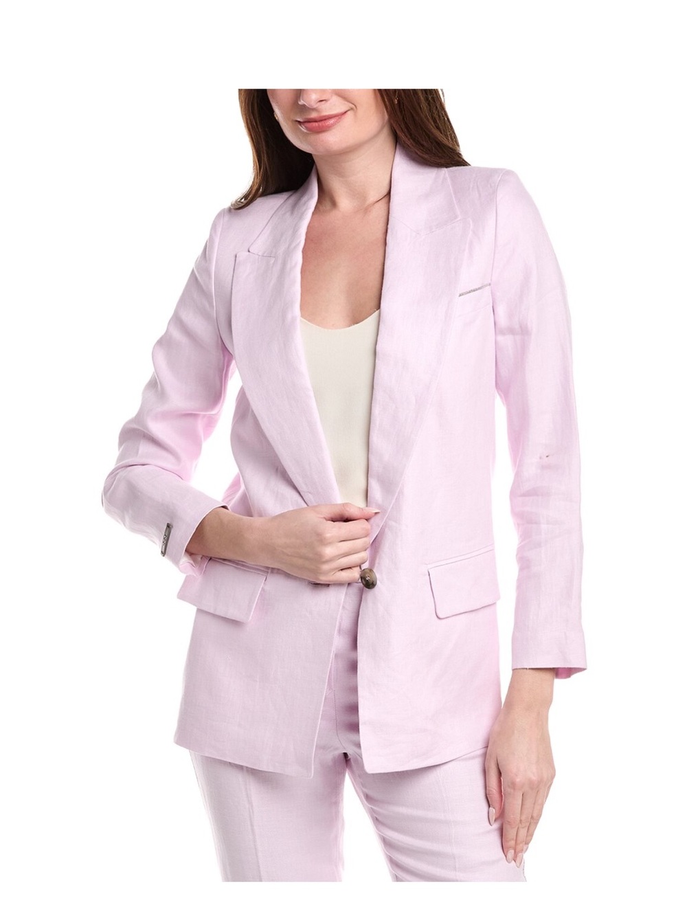 Peserico Pastel Lavender Single-Button Linen Blazer Sz 42 6-8